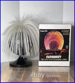 Rare Vintage MCM Fantasia Sunburst Rotating Fiber Optic Black Lamp Light Tested