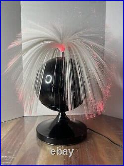 Rare Vintage MCM Fantasia Sunburst Rotating Fiber Optic Black Lamp Light Tested