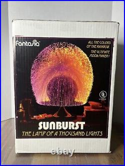 Rare Vintage MCM Fantasia Sunburst Rotating Fiber Optic Black Lamp Light Tested