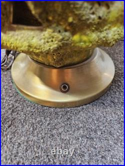 Rare Vintage MCM Large Volcanic Glazed Tiki Green Table Lamp Mid Century Modern