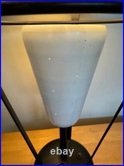 Rare Vintage MCM Metal Iron Lamp Atomic Era Mid Century Modern 50s Saucer Shade