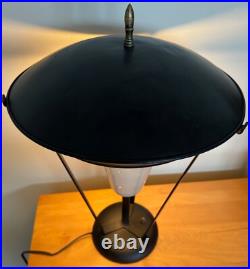 Rare Vintage MCM Metal Iron Lamp Atomic Era Mid Century Modern 50s Saucer Shade