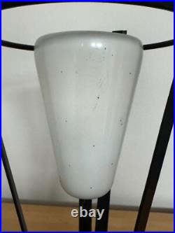 Rare Vintage MCM Metal Iron Lamp Atomic Era Mid Century Modern 50s Saucer Shade