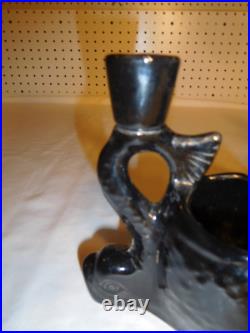 Rare Vintage MCM Mid-Century Modern Camark BLK Double Fish Planter Candle Holder