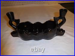 Rare Vintage MCM Mid-Century Modern Camark BLK Double Fish Planter Candle Holder