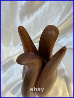 Rare Vintage MCM Teak Studio Quality Vase Flower design