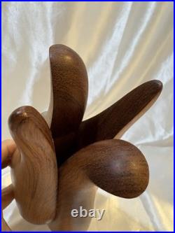 Rare Vintage MCM Teak Studio Quality Vase Flower design