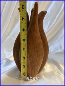 Rare Vintage MCM Teak Studio Quality Vase Flower design