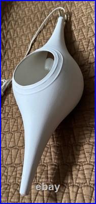 Rare Vintage MCM White Teardrop Swag Lamp Light Fixture Mid Century Modern 1960s