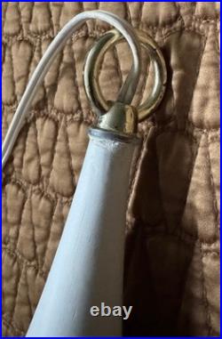 Rare Vintage MCM White Teardrop Swag Lamp Light Fixture Mid Century Modern 1960s