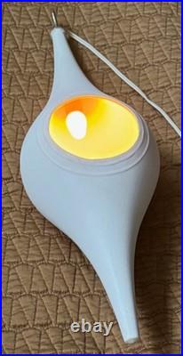 Rare Vintage MCM White Teardrop Swag Lamp Light Fixture Mid Century Modern 1960s