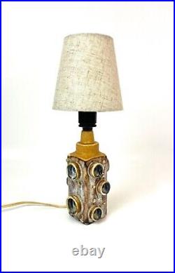 Rare Vintage MID Century Abstract Brutalist Ceramic Glaze Desk Lamp France 1960