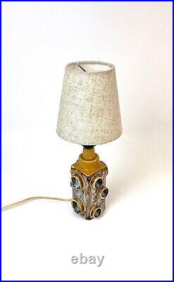 Rare Vintage MID Century Abstract Brutalist Ceramic Glaze Desk Lamp France 1960