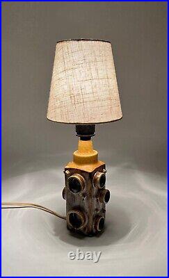 Rare Vintage MID Century Abstract Brutalist Ceramic Glaze Desk Lamp France 1960