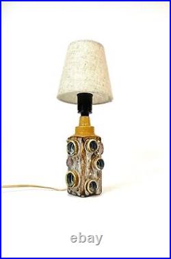 Rare Vintage MID Century Abstract Brutalist Ceramic Glaze Desk Lamp France 1960