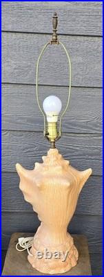 Rare Vintage MID Century Modern Conch Sea Shell Table Lamp Florida Regency Style