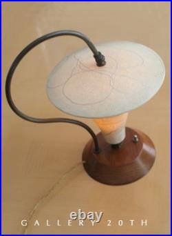 Rare! Vintage MID Century Modern Fiberglass Wood Reflector Table Lamp! 50s 60s