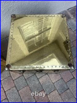 Rare Vintage MID Century Modern Hollywood Regency Brass Coffee Table Trunk Set