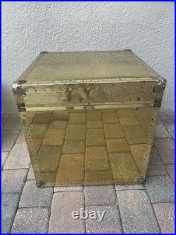 Rare Vintage MID Century Modern Hollywood Regency Brass Coffee Table Trunk Set