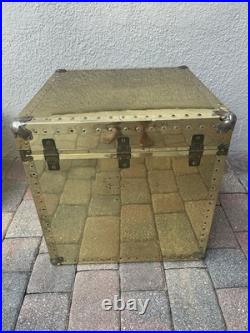 Rare Vintage MID Century Modern Hollywood Regency Brass Coffee Table Trunk Set