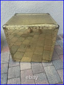 Rare Vintage MID Century Modern Hollywood Regency Brass Coffee Table Trunk Set