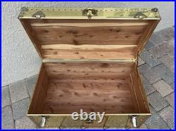 Rare Vintage MID Century Modern Hollywood Regency Brass Coffee Table Trunk Set