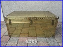Rare Vintage MID Century Modern Hollywood Regency Brass Coffee Table Trunk Set