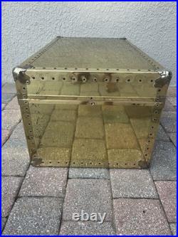 Rare Vintage MID Century Modern Hollywood Regency Brass Coffee Table Trunk Set