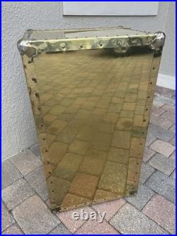 Rare Vintage MID Century Modern Hollywood Regency Brass Coffee Table Trunk Set