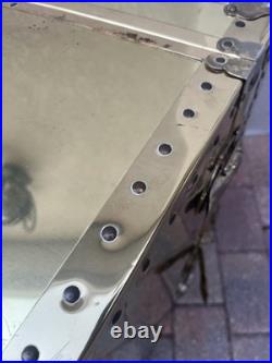 Rare Vintage MID Century Modern Hollywood Regency Brass Coffee Table Trunk Set