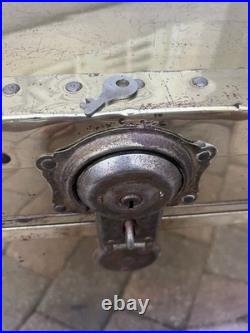 Rare Vintage MID Century Modern Hollywood Regency Brass Coffee Table Trunk Set