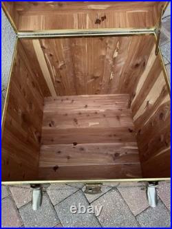 Rare Vintage MID Century Modern Hollywood Regency Brass Coffee Table Trunk Set