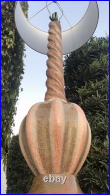 Rare Vintage MID Century Modern Lamp Walnut Wood Drip Glazed Atomic Era