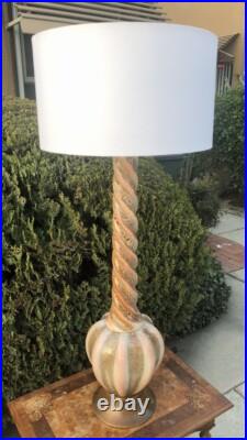 Rare Vintage MID Century Modern Lamp Walnut Wood Drip Glazed Atomic Era