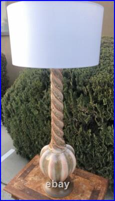 Rare Vintage MID Century Modern Lamp Walnut Wood Drip Glazed Atomic Era
