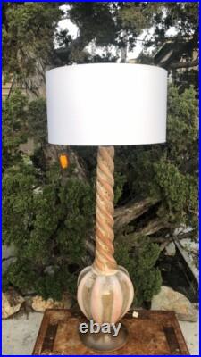 Rare Vintage MID Century Modern Lamp Walnut Wood Drip Glazed Atomic Era