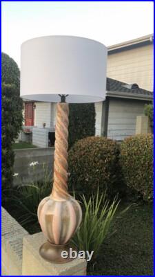 Rare Vintage MID Century Modern Lamp Walnut Wood Drip Glazed Atomic Era