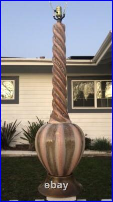 Rare Vintage MID Century Modern Lamp Walnut Wood Drip Glazed Atomic Era