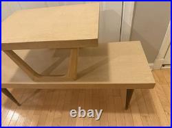 Rare Vintage Mersman 8008 Mid Century Modern Step Blonde End Table 2-Tier