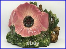 Rare Vintage Mid Century-McCoy Pottery Pink Poppies Flower Form Vase-Vibrant