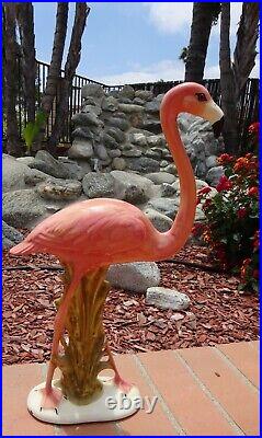 Rare Vintage Mid Century Modern 1950s Large Pink Flamingo Ceramic Figurine 21