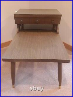Rare Vintage Mid Century Modern 2 Tier Side End Step Table With Drawer