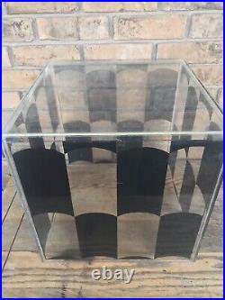 Rare Vintage Mid Century Modern Acrylic Plexiglass 16 1/2x16 1/2 5-Sided Cube