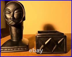 Rare Vintage Mid-Century Modern Brayton Laguna Black 2Piece Covered Box 9.5x3.5
