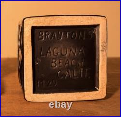 Rare Vintage Mid-Century Modern Brayton Laguna Black 2Piece Covered Box 9.5x3.5