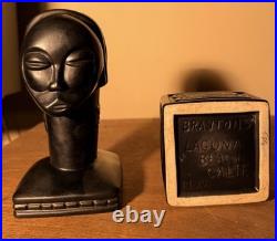 Rare Vintage Mid-Century Modern Brayton Laguna Black 2Piece Covered Box 9.5x3.5