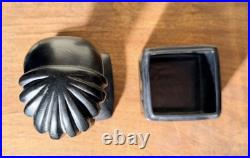 Rare Vintage Mid-Century Modern Brayton Laguna Black 2Piece Covered Box 9.5x3.5