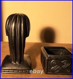 Rare Vintage Mid-Century Modern Brayton Laguna Black 2Piece Covered Box 9.5x3.5