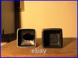 Rare Vintage Mid-Century Modern Brayton Laguna Black 2Piece Covered Box 9.5x3.5