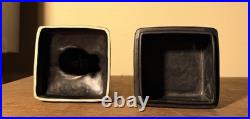 Rare Vintage Mid-Century Modern Brayton Laguna Black 2Piece Covered Box 9.5x3.5